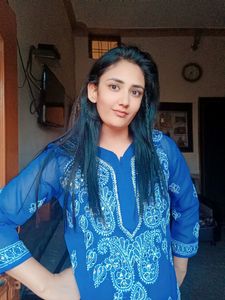 Blue Net Chickenkari Kurta