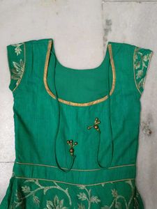 Green &amp; Gold Embroidered Dress