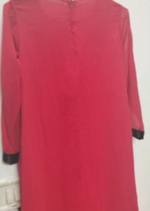 Red A-line Suit With Velvet Legging.