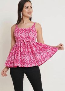 Pink Patterned Short Kurti