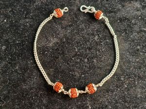 Trendy Real Silver Rudraksh Rakhi/Bracelet