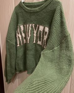Green 'New York' Knit Sweater
