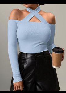 Blue Criss Cross Halter Top💕