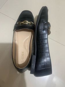 Black Loafers with Gold Detail