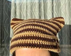 Striped Knit Cat Ear Beanie