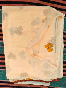 New Yellow Floral Print Saree With Blouse