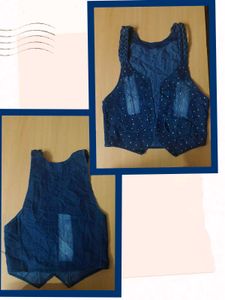 Denim Vest with Braided Straps