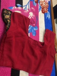 red saree with blouse