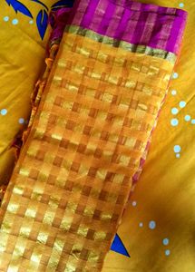 Dual Clr Checked Saree