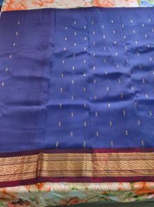 Blue And Brown Silk Saree