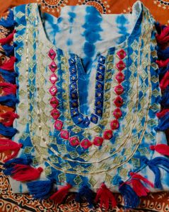Tie-Dye Embroidered Kurta