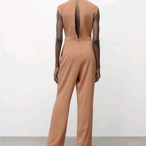 Zara Brown Belt Jumpsuit Classic Office
