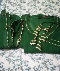 Green Angrakha Kurti With Dupatta