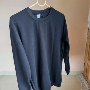 BLACK Ribbed Crewneck Sweatshirt