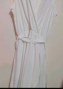 White Cut Sleeves Dress For 36 Bust