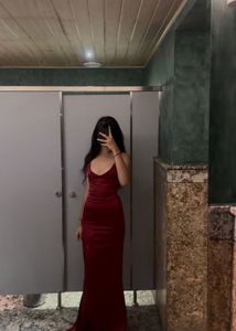 NEWME - ✨ Elegant Burgundy Satin Maxi Dress 💃🌹