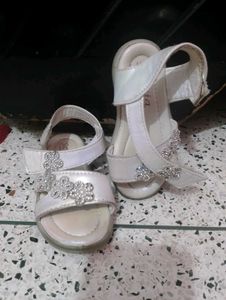 Girls White Sandals with Flower Detail