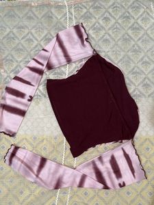 Off-Shoulder Tie Dye Mesh Top