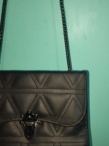 Combo Black Chain Strap Bag And Beige Sling Ba