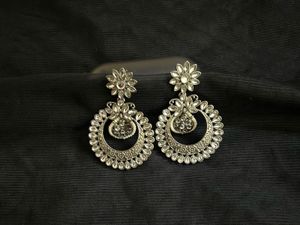 Silver Tone Floral Drop Earrings