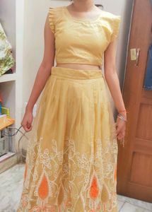 Golden Colour Lehanga..Ethnic Wear With Cancan