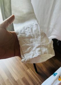 White Long Sleeve linen Top