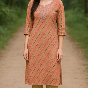 Striped Embroidered Kurti