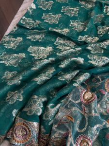 Half Net Embroidered Saree