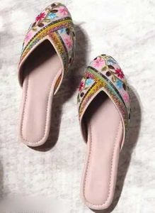 Embroidered Floral Mules
