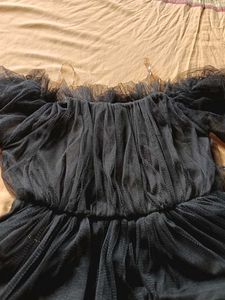 Black Tulle Dress - Off-the-Shoulder Party Look