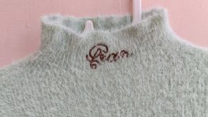 Mint Fuzzy Stretch Turtleneck