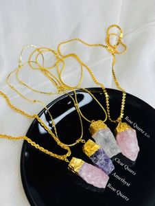 Raw Crystal Necklaces - Gold Plated