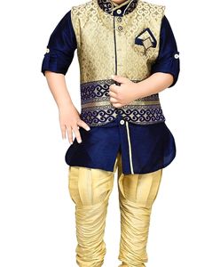 Kurta Pyjama &amp; Waistcoat Set For Boy 3- 4 Year