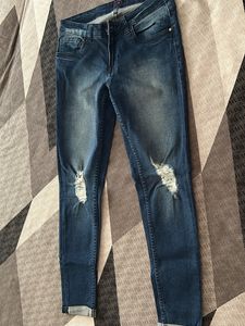 Blue Coloured Rugged jeans