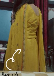 Embroidered Mustard Kurta With Pants