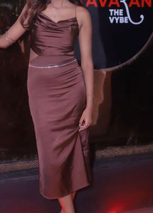 Satin Bodycon Midi Dress Backless
