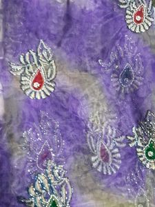 Purple Embellished net party wear saree