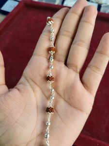 Silver Rudraksh Rakhi Bracelet