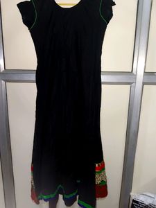 Black Embroidered Anarkali Kurti