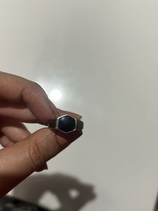 UNISEX Silver &amp; Onyx Signet Ring