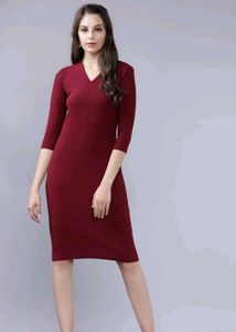 Tokyo Talkies Maroon Knee-Length Dress