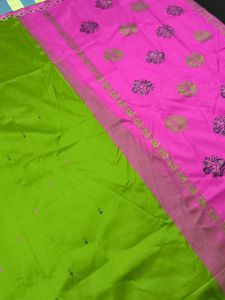 Vintage Pure Silk Saree Pink &amp; Green