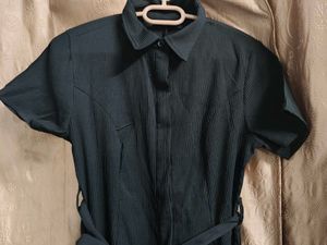 Black Shirt Dress with Belt