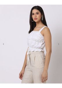 White Lace Trimmed Top