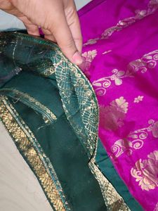 Pink And Green Pattu Saree