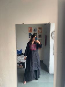 Embroidered Black Kurta