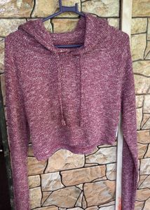 Marled Cropped Hoodie