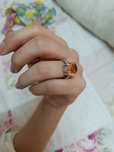 Pure Silver Ring with precious stone