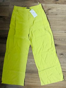 Zara Lime Neon Cotton Linen Trouser