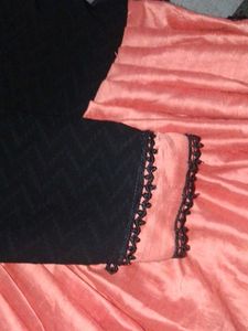 Vintage Black &amp; Salmon Dress